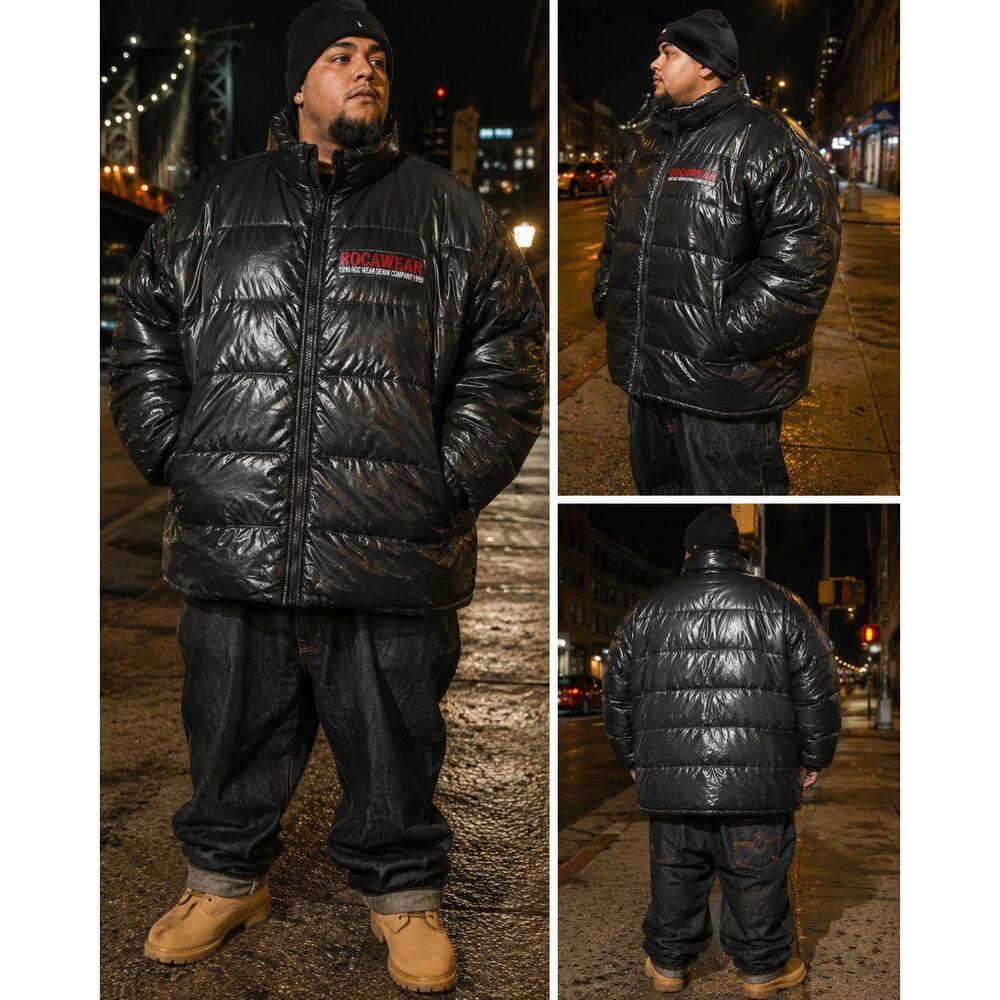 Vintage Rocawear 1999 Down Puffer Jacket 3XL Y2K Hip Hop Streetwear